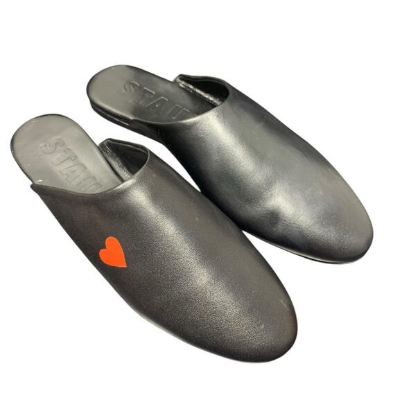 STAUD Custom Abby Slipper Black with Heart SZ 38 EUR, 8 US